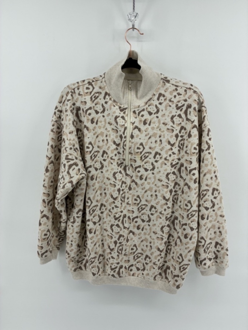 MASSIVE $10 SALE Aerie Beige Leopard-Print Half-Zip Sweater